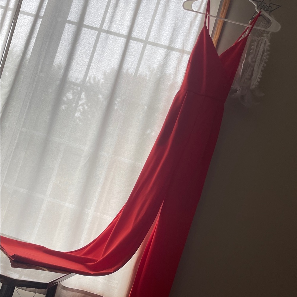 Bright Red Orange Jumpsuit With Pockets